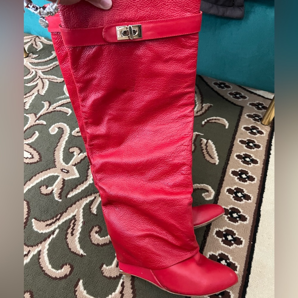 Givenchy Shark Lock Red Leather Boots size 40